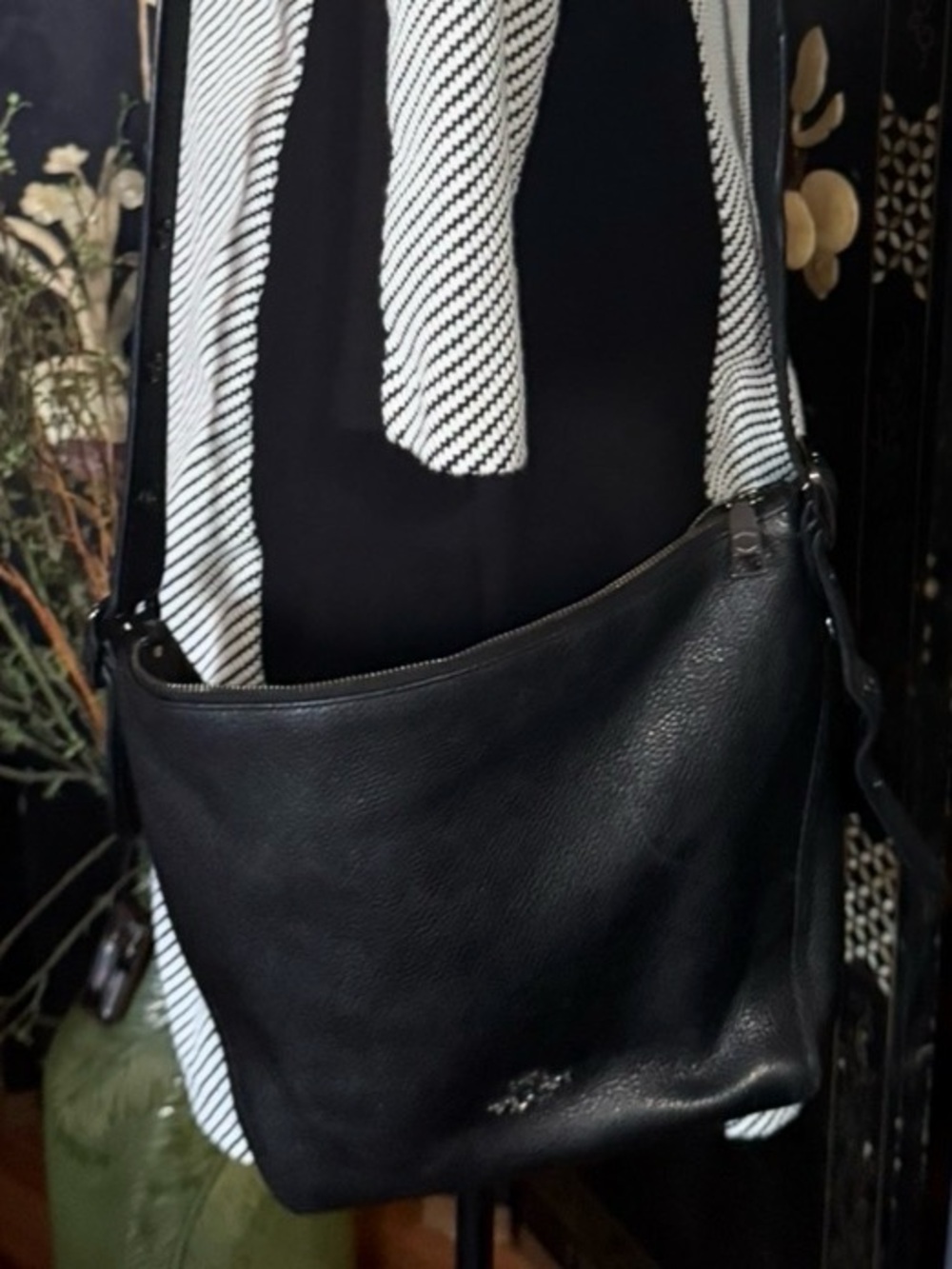 Black Leather Crossbody Shoulder Bag